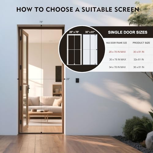 ABXMAS Magnetic Screen Door 30" x 81" Black, Mesh Screen with Magnetic Closure-Keeps Bugs Out Let Breeze in Heavy Duty Pet and Kid Friendly - Thumbnail 3