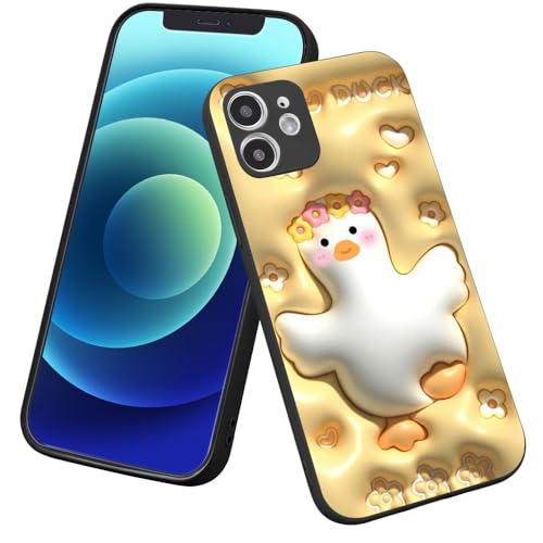 Coque silicone iPhone 15 pare-chocs souple motif canards jaunes 3D