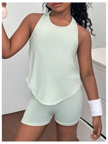Image of BEAUDRM Girl's 2 Piece Workout Outfits Crop Top and Shorts Athletic Sets | Activewear Sets,Dance Sets,Tumbling Outfits,Hip Hop Dance Outfits,Cheer Practice Outfits for Girls