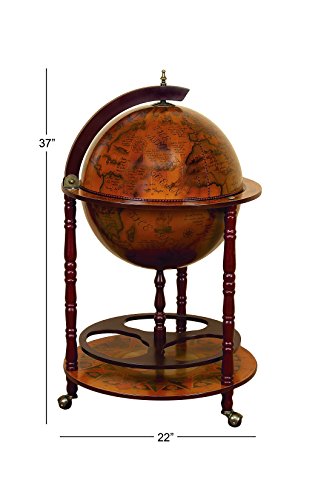 Deco 79 Wood Globe Rolling Wine Rack #TOP28