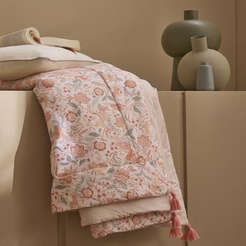 Couvre-lit coton imprimé Allure rose pour chambre cocooning