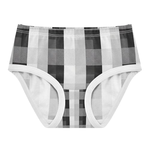 Girls Panties, Black White Buffalo Plaid Toddler Briefs, Cotton Girls Underwear, 2T–8 Years