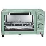 Mainstay Toaster Oven Combo Kitchen Appliances, Fits 9” Pizza, 4 Slice Capacity, Powerful Circulation, Auto Shutoff, Includes Baking Rack Pan Quartz, up to 60 Min, Easy Clean (Sage Green)