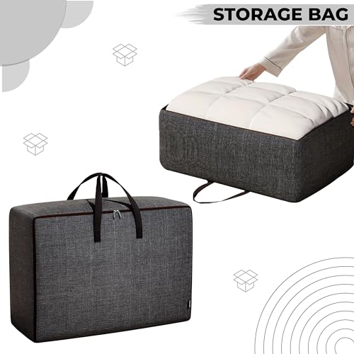 Image of Kraptick Cloth Organiser for Storage, Storage Bag for Clothes, Under Bed Storage Bag, Wardrobe Bags for Clothes Storage, Organiser Box for Cloth (Dark Grey) (50cmX35cmX20cm)
