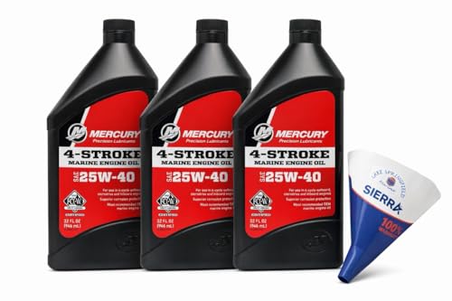 Aceite Mercury Marine 25W-40 4 tiempos 3 cuartos + embudo