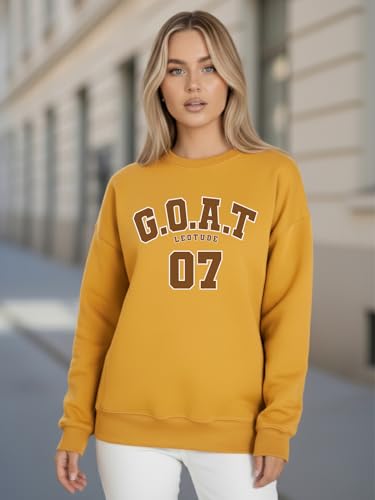 Image of LEOTUDE Women's Boyfriend Fit Loopknit Sweatshirt | Full Sleeve Drop Shoulder | Sweatshirt for Women