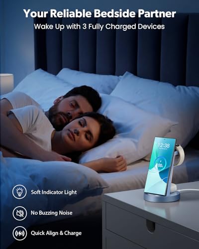 Image of Wireless Charger for Samsung: 3 in 1 Wireless Charging Station for Samsung Galaxy Watch 8 7 6 5 4 3 Pro Classic Galaxy Buds - Charger Dock Stand for S26 S25 S24 Ultra S23 S22 S21 Note Z Fold Android