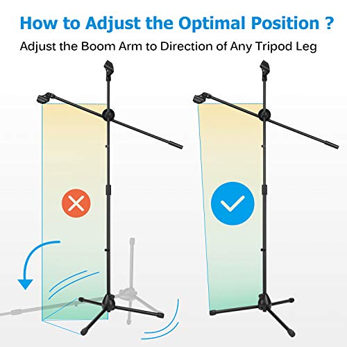 Moukey Microphone Stand, Tripod Boom Mic Stand With 2 Non-Slip Mic Clip Holders & 2 Foam Covers, Collapsible Adjustable Mic Stand For Singing, Karaoke, Stage And Outdoor Activities, Black, Mms-3 #TOP4