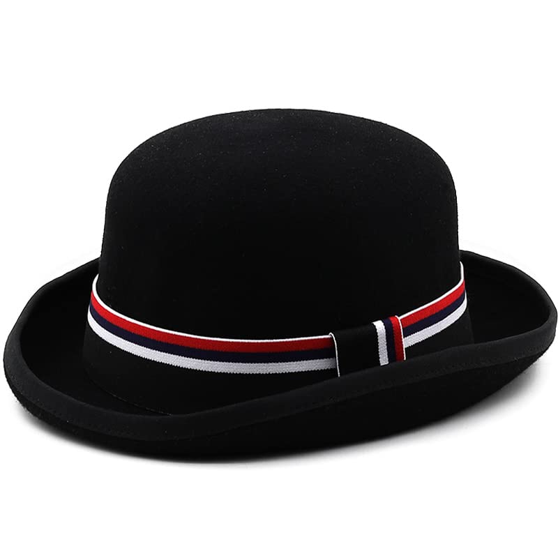 GenericNew 100% Australia Wool Felt Derby Bowler Hat For Men Women Satin Lined Fashion Party Formal Fedora Costume Magician Hat (JXF-527-04, 56-58CM)