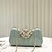 Selfrit Women's Luxury Fashion Mint Green Evening Clutch Handbag with Crystal Embellishment & Gold Chain, for Wedding, Party, Prom