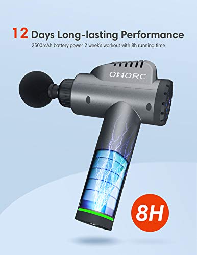 Massage Gun Deep Tissue, Percussion Muscle Massager, Handheld Electric Massager for Athletes Soreness Relief with 30 Adjustable Speeds, 6 Massage Heads, Storage Box, for Home, Gym and Office