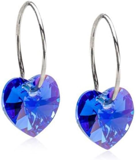 Blomdahl | Hypoallergenic | Natural Titanium Crystal Heart Pendant Earrings | Best Choice For Sensitive Ears