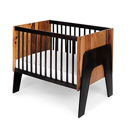 Image of Wakefit 2-in-1 Baby Cot | 1 Year Warranty | Baby Cot Bed, Wooden Cradle for Baby, Cribs & Cots Furniture - Bumblebee (Sheesham Wood, Crib Convertible to Study Table)