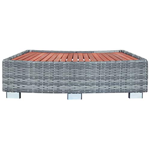 Tidyard Spa Step with Aluminium Stands, Weatherproof and UV Resistant, Gray Poly Rattan 36,2