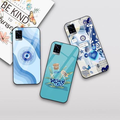 Image of COLORflow Back Cover Compatible with Vivo V20 | Evil Eye Charm Customized | Shockproof TPU Bumper with Camera Protection Back Cover Compatible with Vivo V20