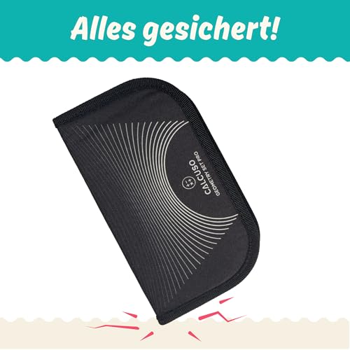 CALCUSO Geometrie Set Pro – 15-teiliges Geodreieck Set mit Zirkel mit Feststellrad, Lineal, Radiergummi und Anspitzer in schwarzer Federmappe – ideal für Schule, Uni, Büro, Zirkel ab 4. Klasse