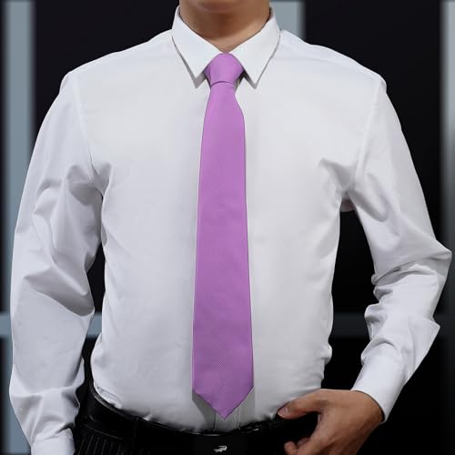 Image of KOOELLE Men's Ties Solid Pure Color Plain Neckties Formal Black Ties For Men