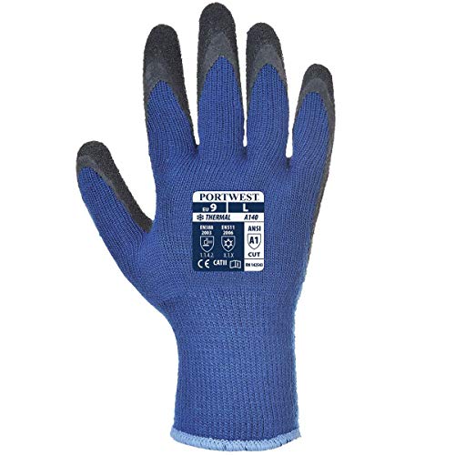 Portwest A140 Thermal Grip Glove - Latex - 12PACKs | Safety Workwear Protective Blue/Black