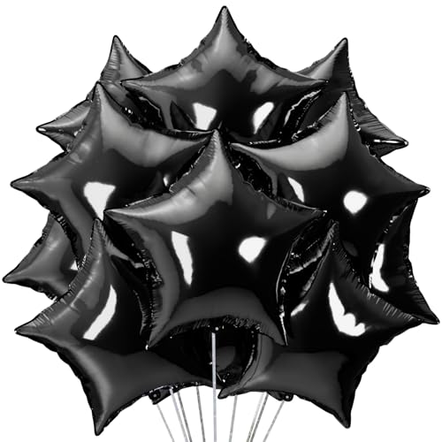 Image of 25Pcs Black Star Shaped Foil Mylar Helium Balloons 18 Inch for Birthday Wedding Anniversary Bachelor Party Decorations Supplies