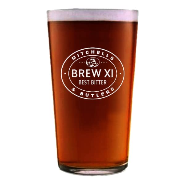 Mitchells & Butlers Personalised Engraved Brew XI Bitter one Pint Beer Glass, Any Message Engraved - Enter Your Own Custom Text