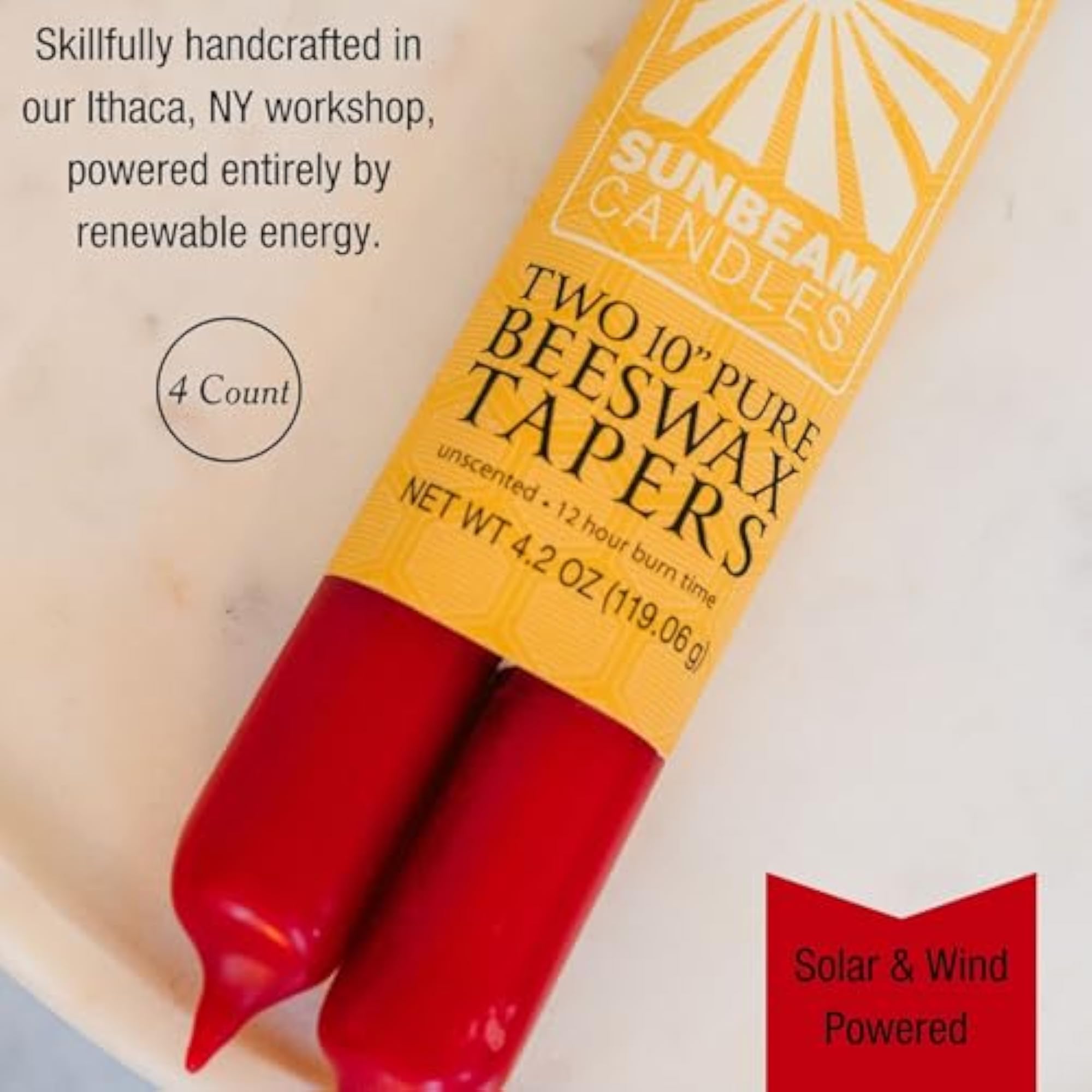 Red Dipped Beeswax Taper, 12 CT