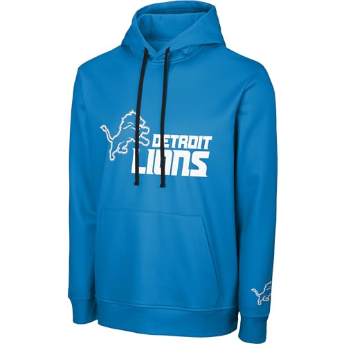 FOCO NFL Mens Official Sideline Primary Logo Performance Pullover Hoodie Sweatshirt (US Alpha Small Regular Regular Detroit Lions - Blue)