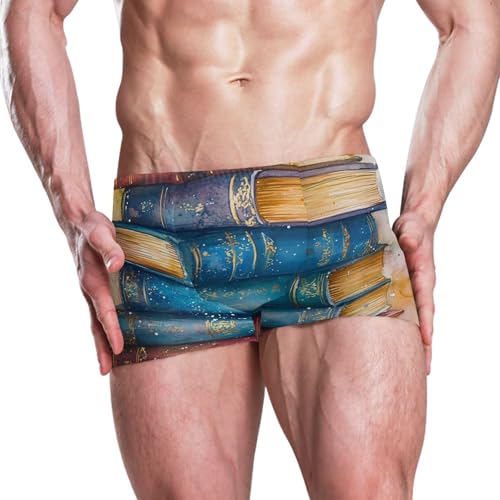 Color Books Mens Swim Trunk Swimwear Bathing Suit Swim Brief Square Leg Board Short S S04066332