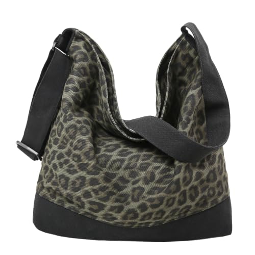 Image of Cotton Tote Handbag Women Canvas Crossbody Beach Bag Hobo Shoulder Tote Bag with 3 External Pocket,Zipper Closure