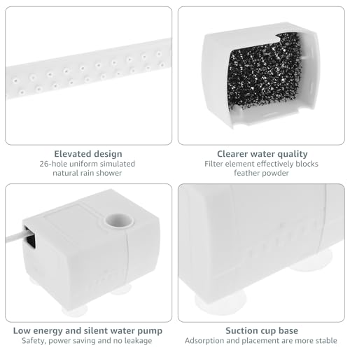 Image of Automatic ABS Bird Bath Shower, Parrot Bathtub with Circulating Faucet for Pet Bird, Low Noise Electric Cockatiel Bathing Pool for Budgie Lovebird