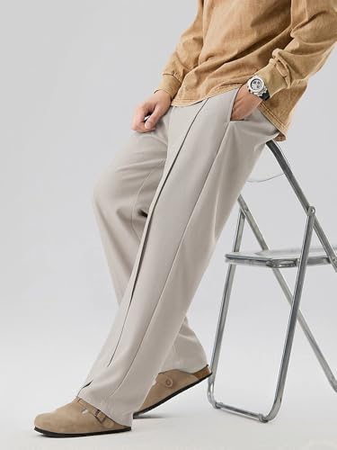 Men's Casual Pants Pleated Suit Straight Loose Draped Trousers4