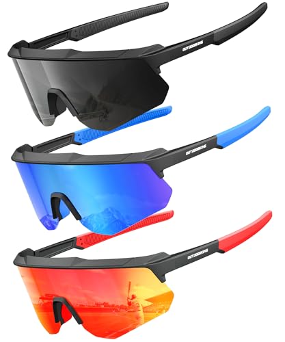 Image of Polarized Sports Sunglasses for Men Women, UV400 Protection Mens Sunglasses Wrap Around Sun Glasses for Cycling Running
