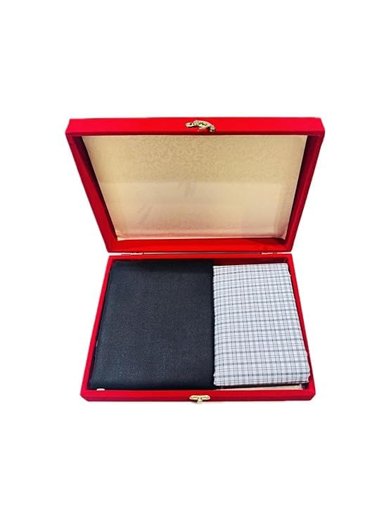 raymond fabrics Trouser Shirt Fabric VELVET Combo Box (Unstitched, All Weather Fabric) (GREY CHECK SHIRT + BLACK PANT)-picture-45