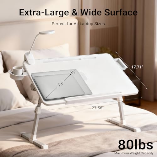 Image of iXTRA Adjustable Laptop Lap Desk with Cooling Fan USB Light for Adults