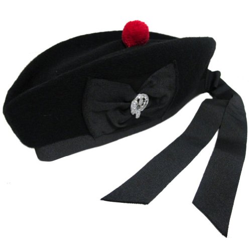Tartanista - Herren Glengarry-Mütze - traditionell schottisch - Schwarz mit Distel - 57 cm Cover