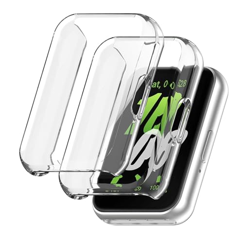 [2 Pack] Haotop �P�[�X �K�� Samsung Galaxy Fit 3 Watch,TPU�����^�I�[�����E���h�ی�J�o�[ (�N���A+�N���A)
