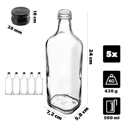 Bouteilles vides à remplir de 500ml en verre de conservation alimentaire avec bouchon