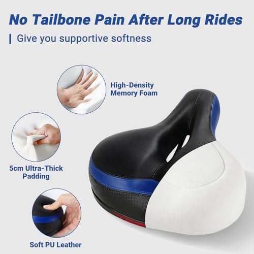 TONBUX Comfortable Bike Seat for Men & Women, Memory Foam Bicycle Seat with Dual Shock Absorbing Ball, Universal Fit Bike Saddle for Stationary, Commuter, Mountain, Road, Cruiser, Ebike by TONBUX - Image 2