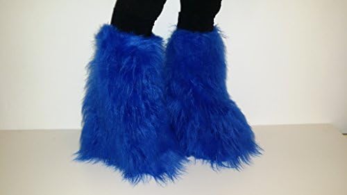 Blue Fluffy Leg Warmer Boot Cover Clubbing Dance Halloween Christmas