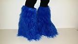 Blue Fluffy Leg Warmer Boot Cover Clubbing Dance Halloween Christmas