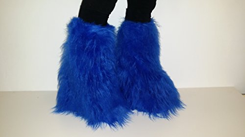 Blue Fluffy Leg Warmer Boot Cover Clubbing Dance Halloween Christmas #TOP27