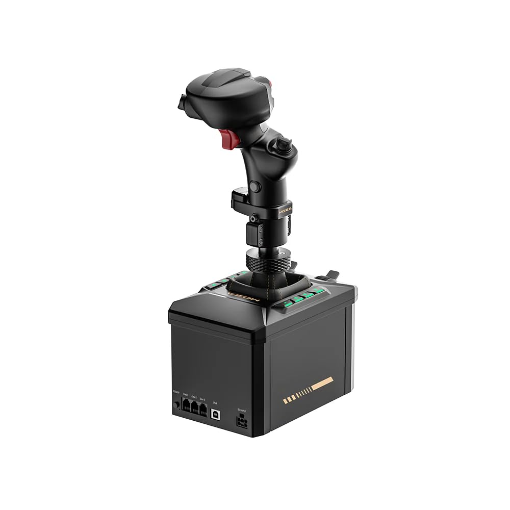 MOZA AB6 Flight Simulator Bundle MHG Flight Stick and AB6 FFB Flight Base | 29 programmierbare Eingaben, Hall-Sensor-Technologie, RGB-Tasten, 1000 Hz Abfragerate und Tischklemme für MSFS, DCS World