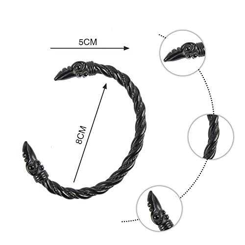 TURTLEDOVE Viking Raven Bracelet Bangle - Adjustable Stainless Steel Norse Scandinavian Torc2