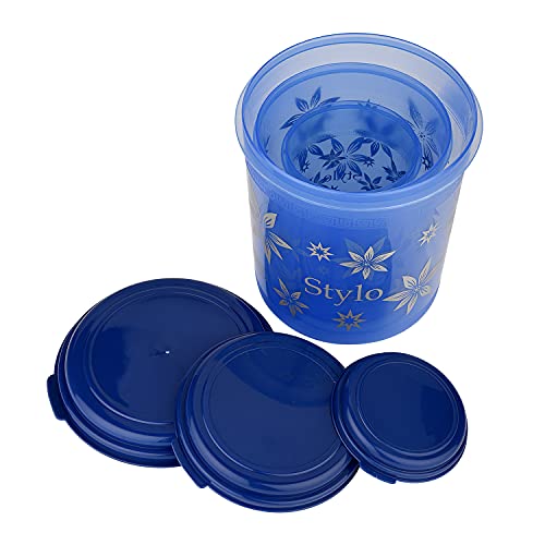 Image of Asian Plastic Airtight Round Storage Containers Set of 3 (1 + 2.5 + 4.1 Ltr)| BPA free|Freezer Safe |Kitchen Storage Containers|Grocery|store namkeen, biscuits, choclates, rice, dal, cookies, pulses