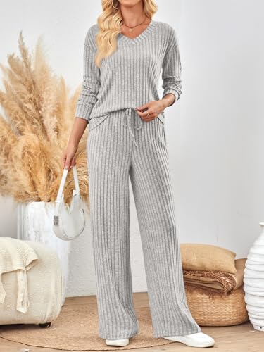 LILLUSORY Matching Lounge Set for Women, 2 Piece Cozy Outfit for Home, Travel, Fall & Winter