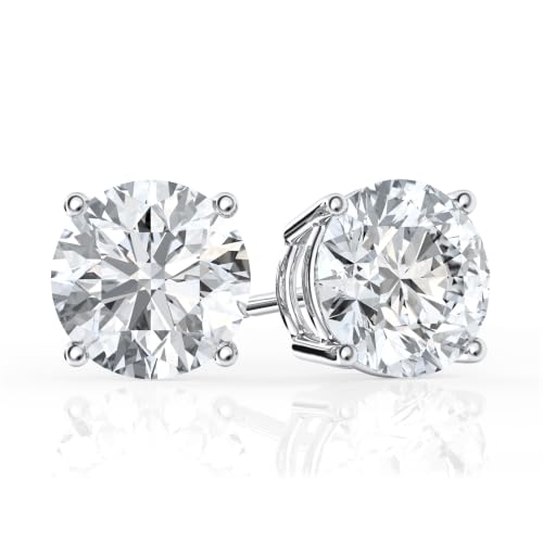 Belacqua 4 Carat Round Lab Grown Diamond Stud Earrings
