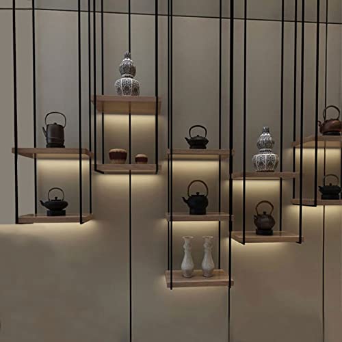 Lagerregal Ausstellungsständer Schweberegale Deckenregal für schmiedeeisernes Massivholz, hängendes Weinregal aus Eisen, abgehängtes Deckenlagerregal für Bars/Restaurants/Küchen-Ausstellungsregale ( S