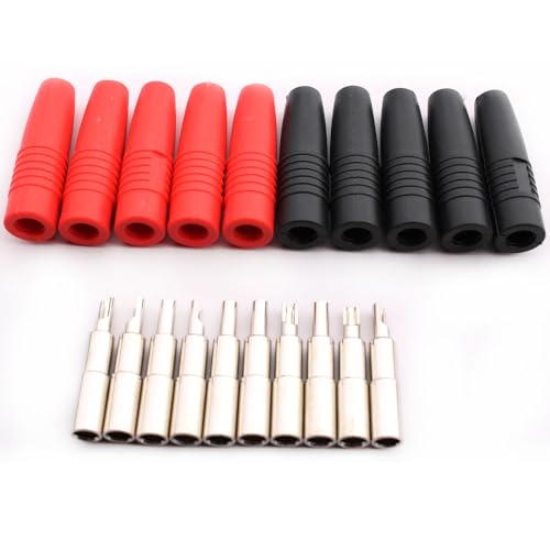 RUNCCI-YUN Lot de 10 fiches banane femelles isolées souder fiche banane 4mm femelles pour connecteur banane mâle non isolé