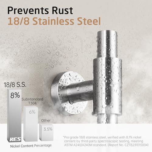 KES 100cm Duschstange Brausestange Edelstahl SUS 304 Variable Bohrlöcher, Duschkopf Stange mit Duschkopfhalterung Verstellbar Wandhalterung Gebürstet, F209S100-BS