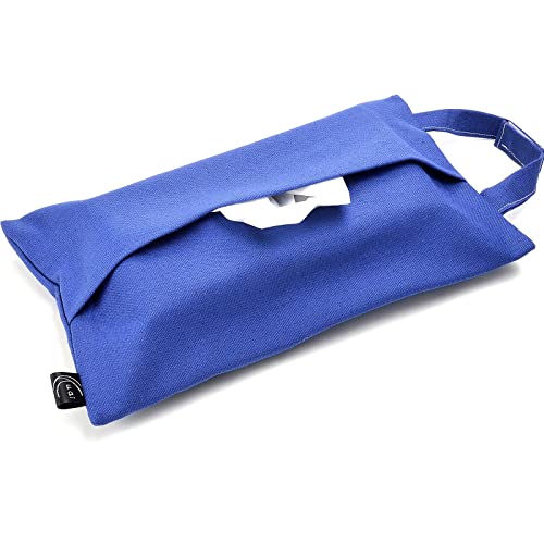 Kuai 車用 ティッシュケース ティッシュホルダー ティッシュカバー 帆布 布製 吊り下げ キッチン 壁掛け カラバリ おしゃれ 便利 収納 2way 横置き 箱ごと入る シンプル (ネイビー)