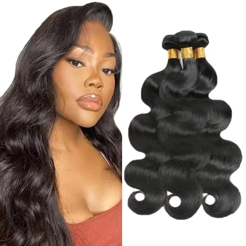 Natural Black Body Wave Bundles Human Hair Color...